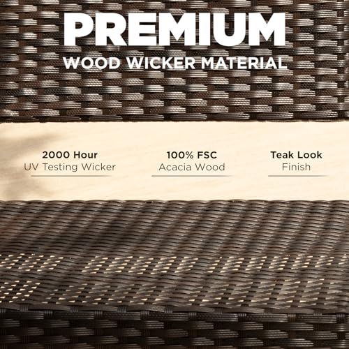Wood Wicker 3 Piece Patio Bistro Set Y4059