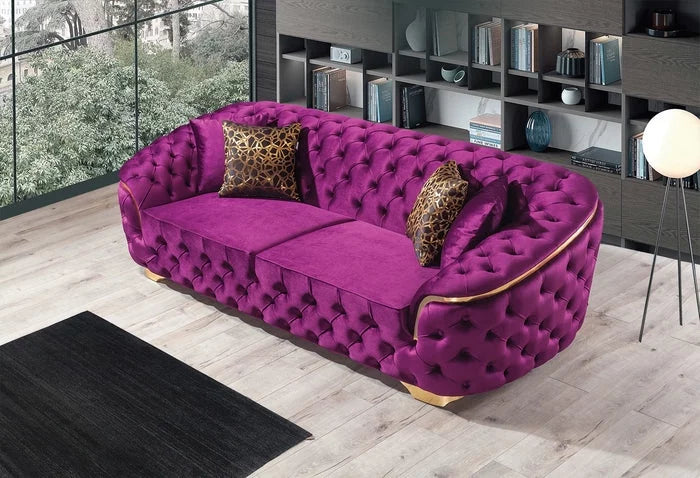 Purple Velvet Sofa & Loveseat W22421