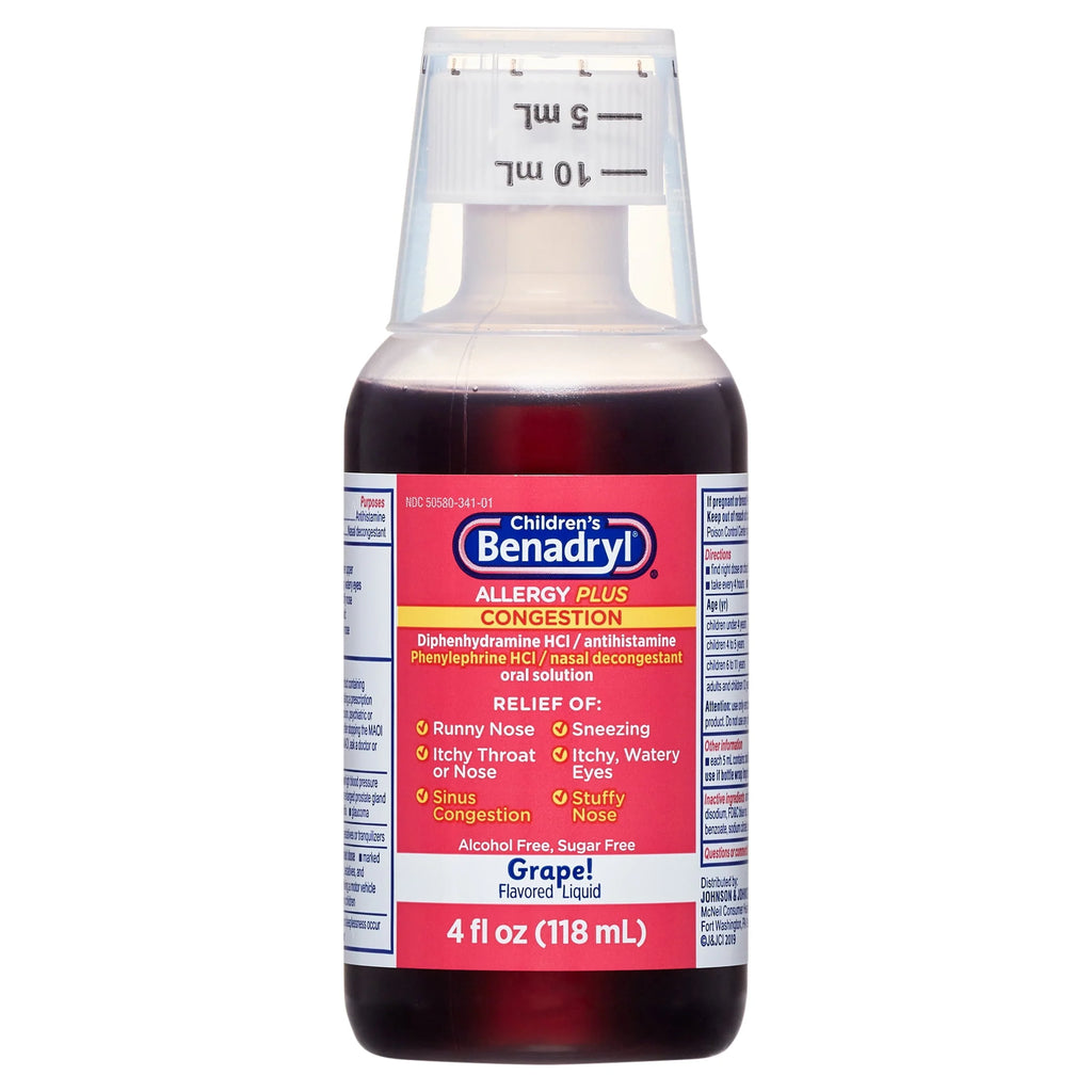 Children's Allergy Plus Congestion Relief Liquid, Grape, 4 fl. oz B710513