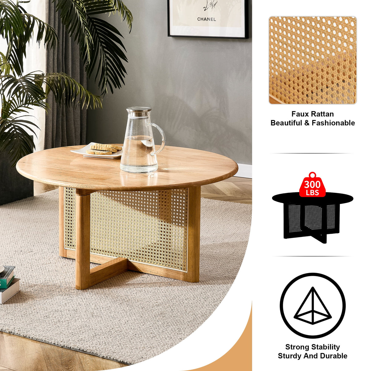 Coffee Table with Rattan Accents V639115