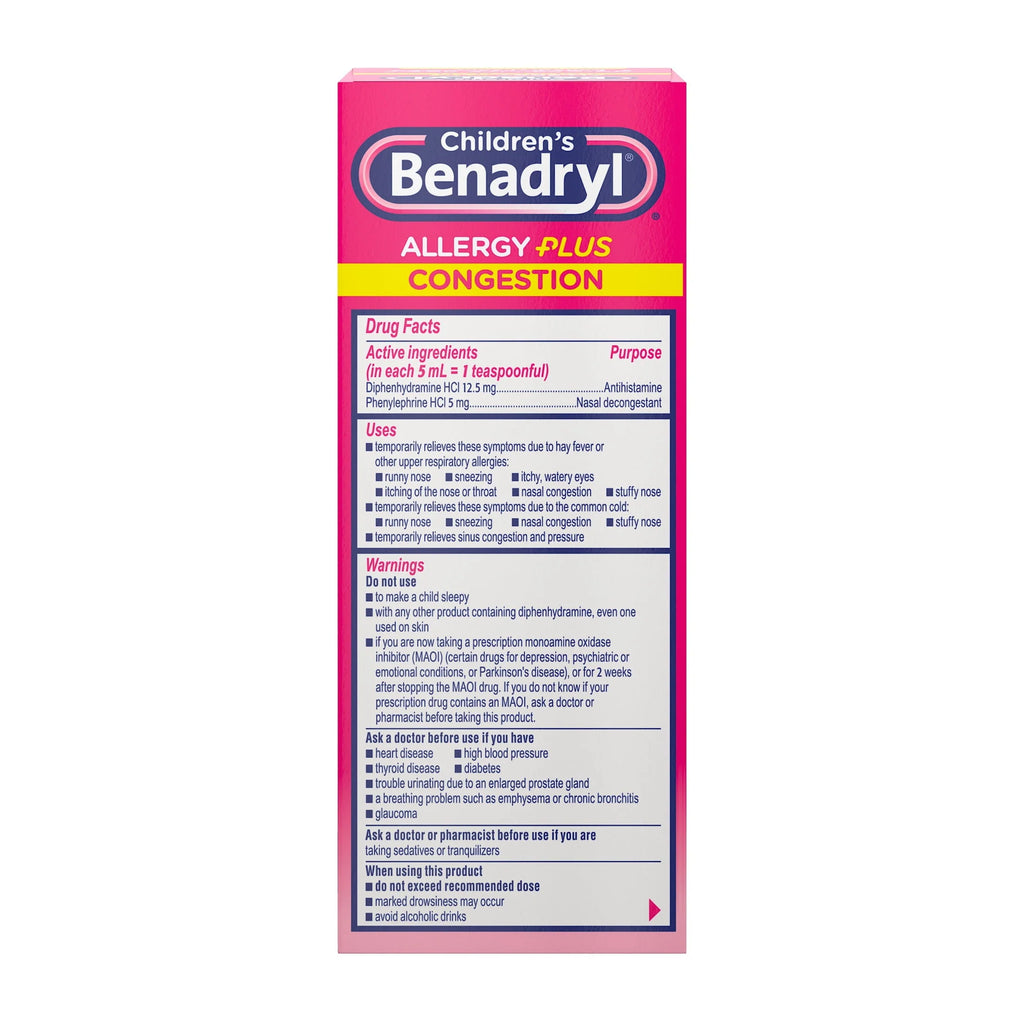 Children's Allergy Plus Congestion Relief Liquid, Grape, 4 fl. oz B710513