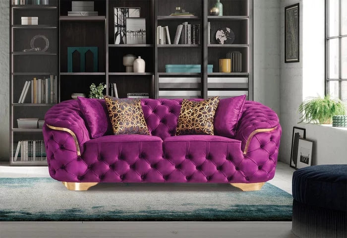 Purple Velvet Sofa & Loveseat W22421