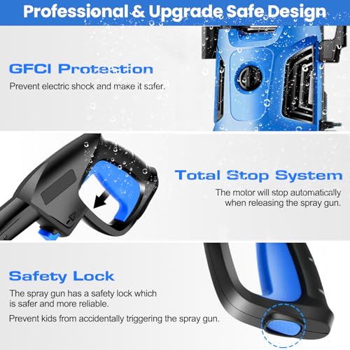 4800 PSI 4.0 GPM Electric Pressure Washer with 33ft Hose, 4 Nozzle and Foam Cannon, Blue G4976