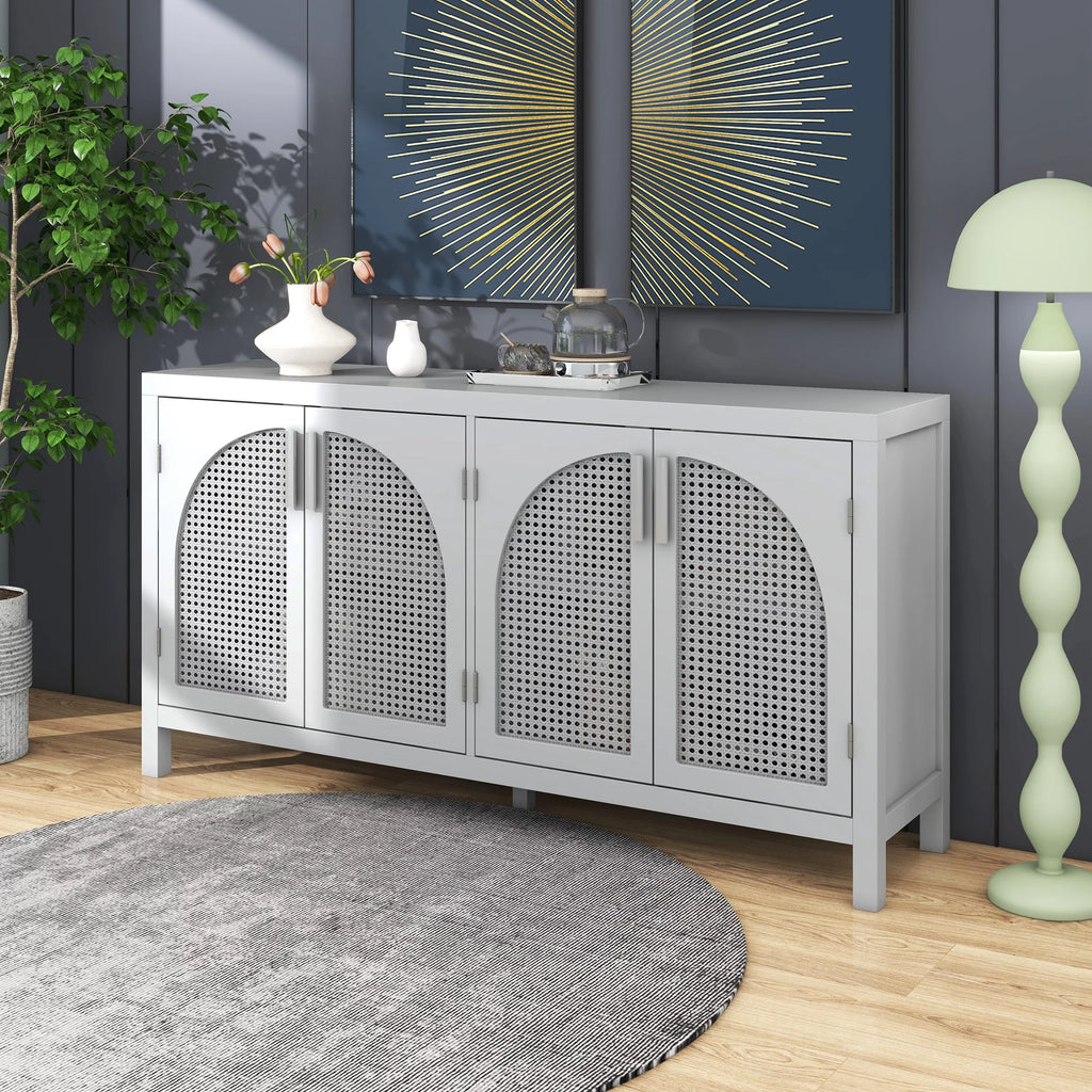 Gray 4 Rattan Door Buffet Sideboard G787