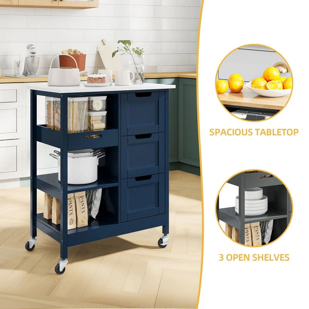 3 Tier Rolling Kitchen Island Cart with Storage D710