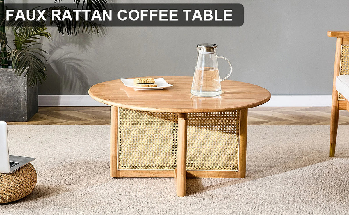 Coffee Table with Rattan Accents V639115