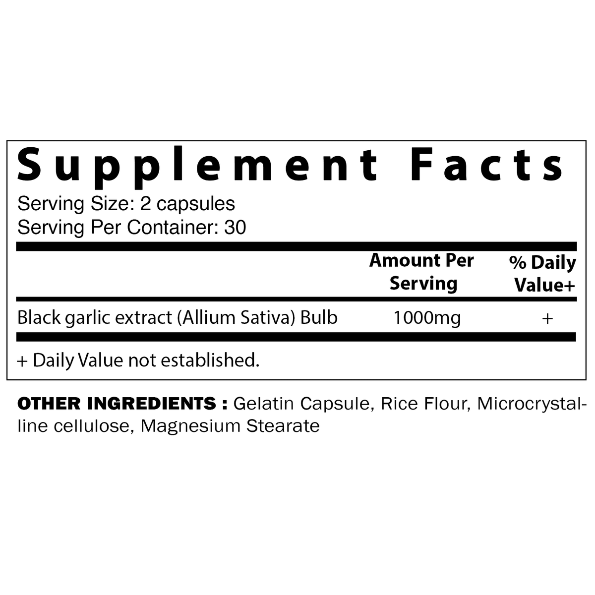 Black Garlic Extract 1000 mg 60 Capsules J99985