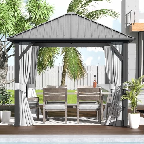 10' X 12' Aluminum Hardtop Gazebo with Galvanized Steel Double Roof F278269