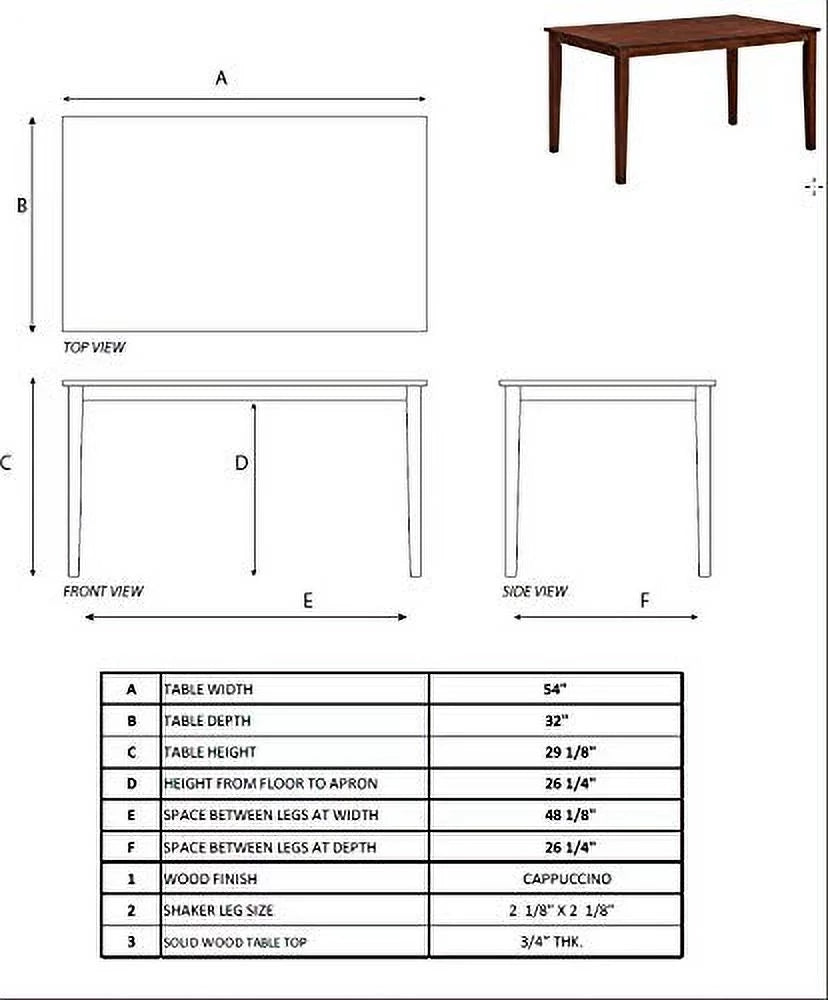 Cappuccino Rectangular Wood Dining Table B6757