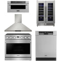 36 Gas Range, Range Hood, Dishwasher, Microwave and Wine Cooler X4626