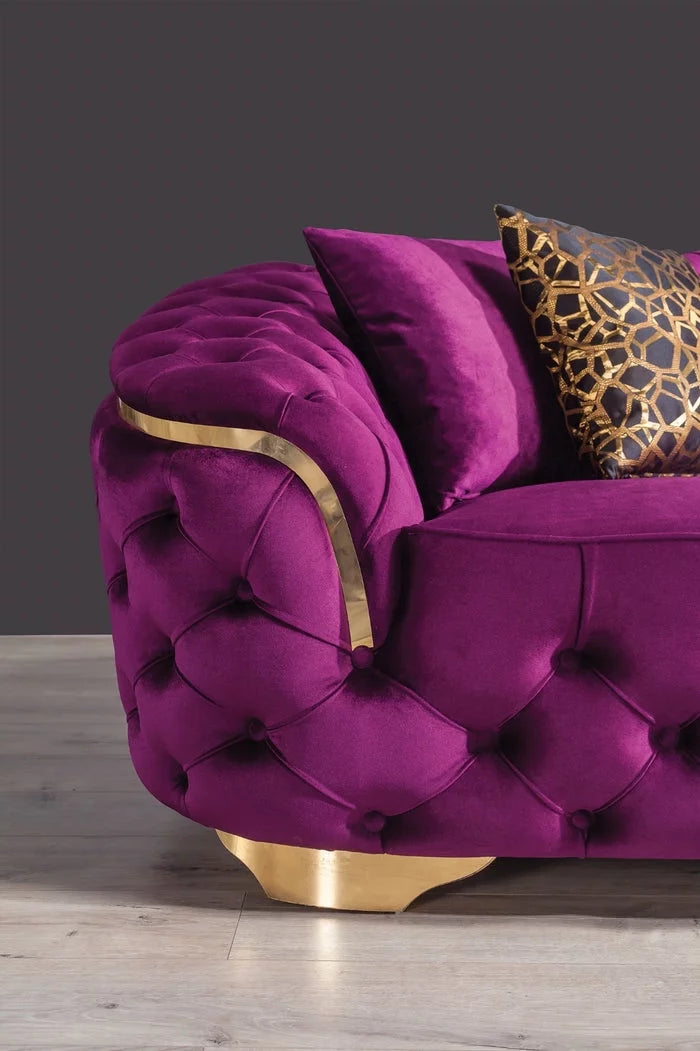 Purple Velvet Sofa & Loveseat W22421