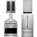 36 Gas Range, Range Hood, Refrigerator, Dishwasher and Wine Cooler V827