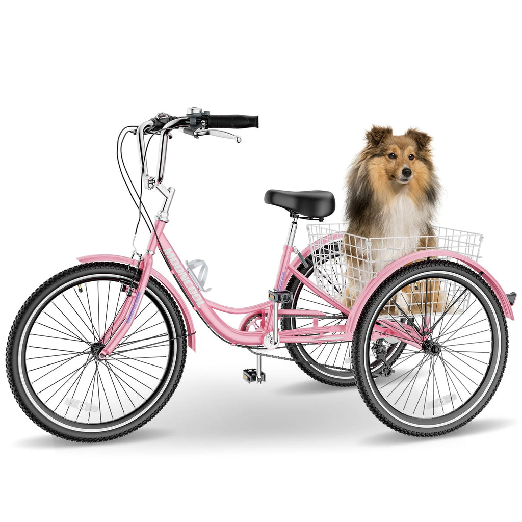 26 Big 3 Wheels Adult Tricycle with Large Basket & Bell X9145