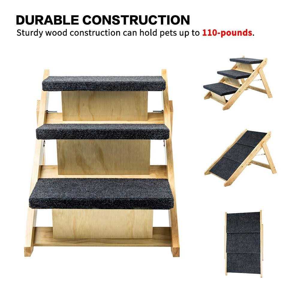 Foldable 4 Levels Wooden Pet Stairs & Ramp H6641