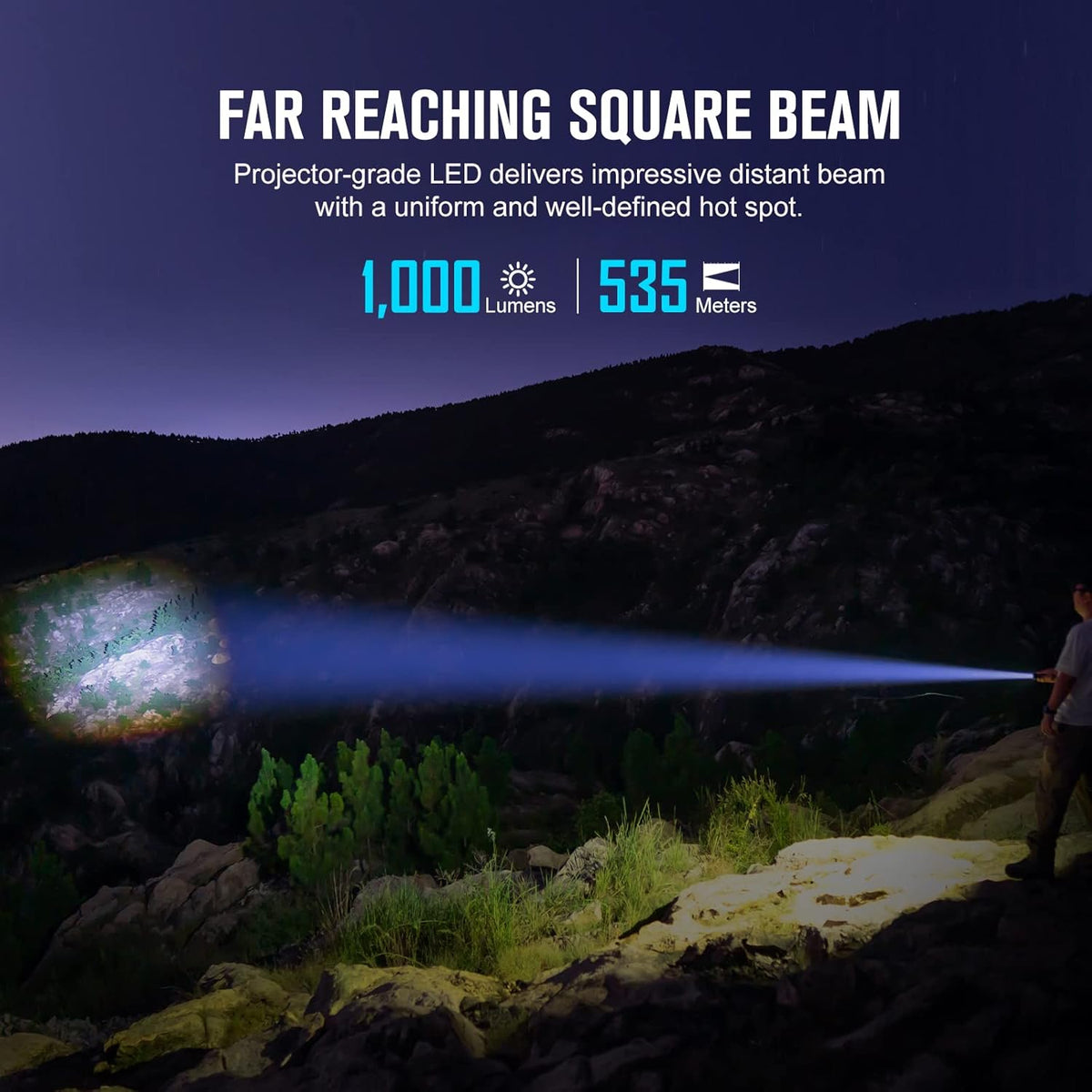 1000 Lumens Handheld Flashlight with 535 Meter Beam Distance A35819