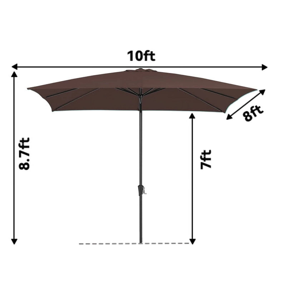 8 x 10 ft Outdoor Rectangular Patio Market Umbrella, Beige L51785