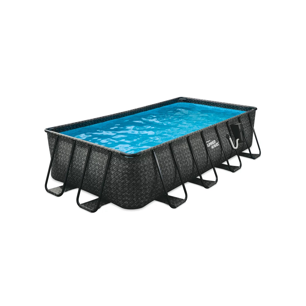 16' Dark Herringbone Rectangular Frame Pool I26429