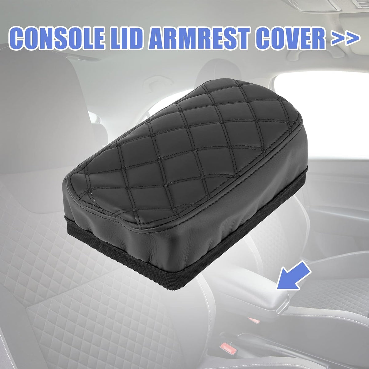 Black Microfiber Leather Center Console Lid Armrest Cover N59171