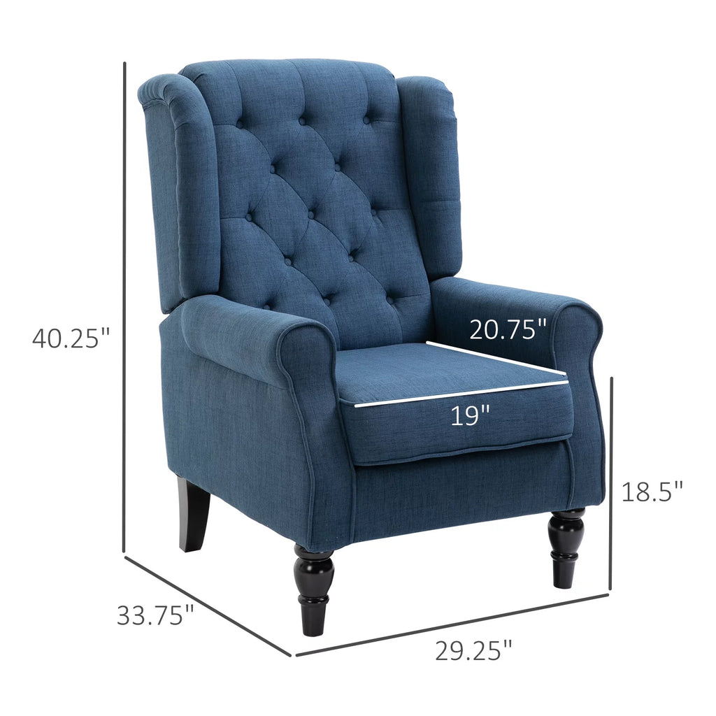 Blue Button-Tufted Accent Chair with Wingback R7622
