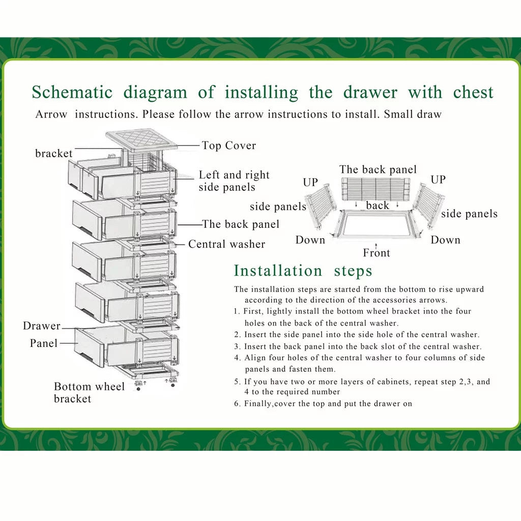 6 Drawers Plastic Dresser with Wheels O979614