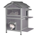Insulated Weatherproof Two Story Outdoor Cat House U8095