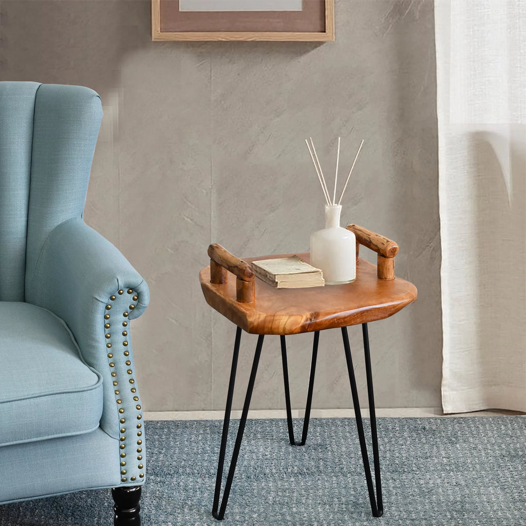 Cedar Wood End Table with Serving Tray S797486