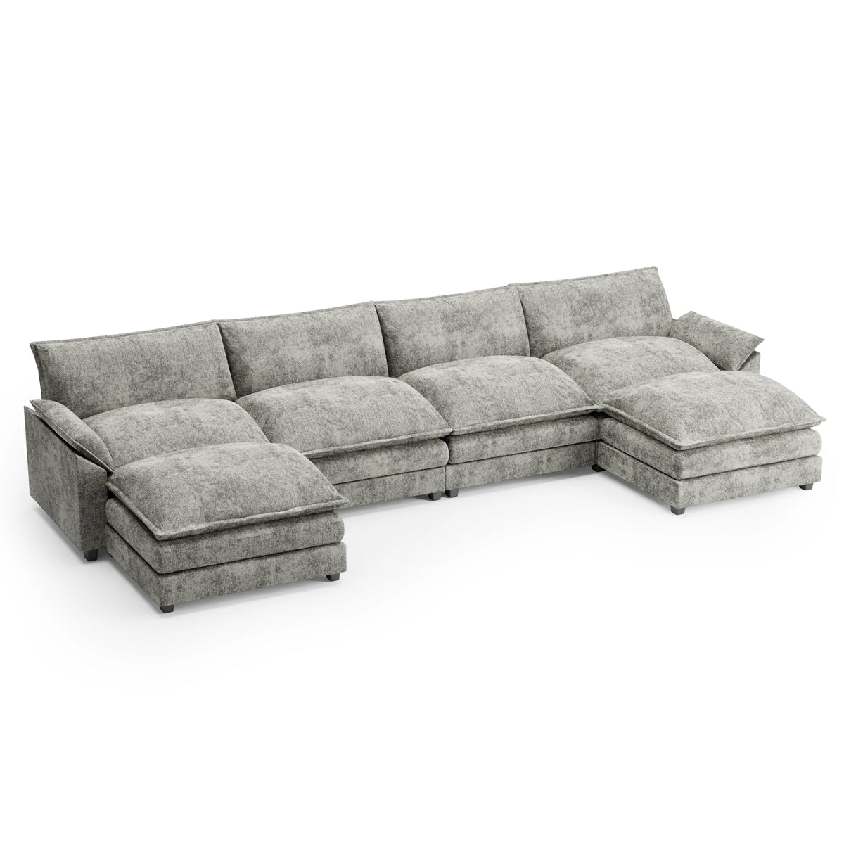 U-Shape 4 Seat Sectional Sofa with Chaise Lounge Gray W6046