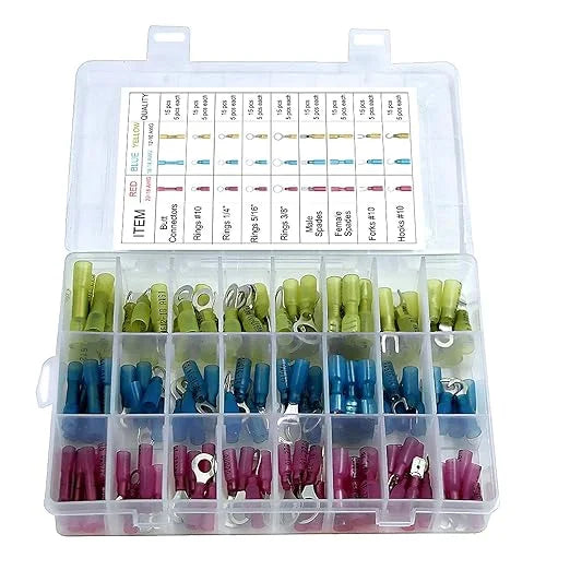 135 Pcs Insulated Waterproof Heat Shrink Wire Connectors Kit C22016