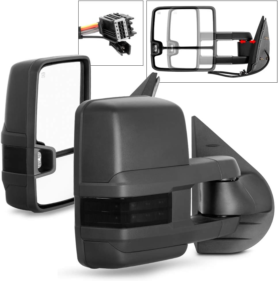 Telescoping Towing Power Heat Smoke LED Signal Side Mirrors Left+Right X65630
