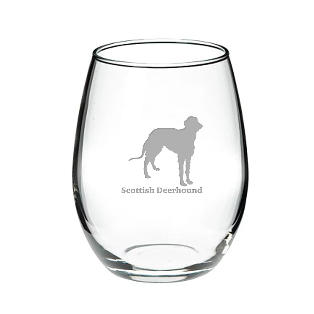 Deep Etched Stemless Red Wine Glass P901589