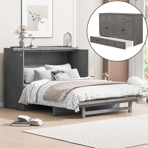 Queen Size Murphy Bed with Storage Drawer & Charging Station C466075