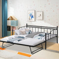 Full Size Metal Daybed with Twin Size Adjustable Trundle Z8957