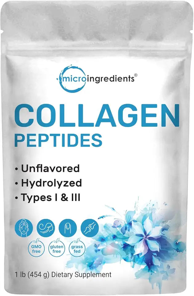 Hydrolyzed Collagen Peptides Powder 1lb Grass Fed Bovine Type I & III Unflavored Z210770