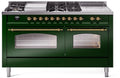 60 Dual Fuel Propane Gas Range Emerald Green Brass Trim L3092