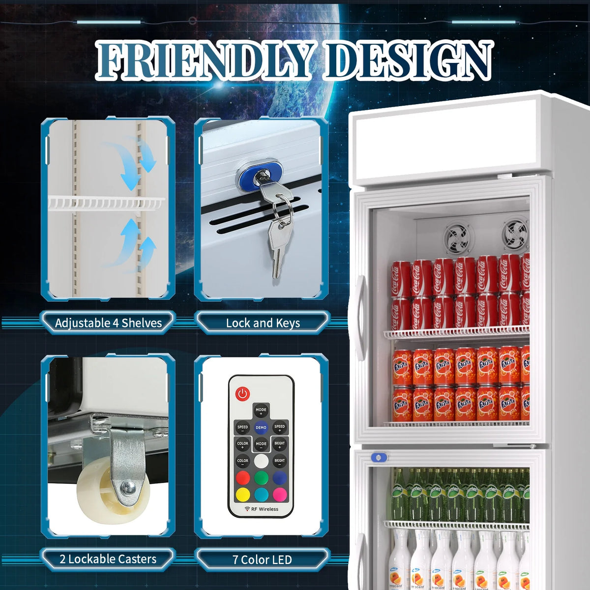 11 Cu.ft Double Glass Door Merchandiser Refrigerator U8000