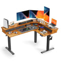 Electric L Shaped Standing Desk, 65'' Height Adjustable Corner Desk with Storage Drawers, Black X31768