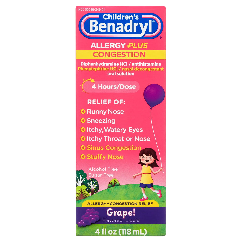Children's Allergy Plus Congestion Relief Liquid, Grape, 4 fl. oz B710513