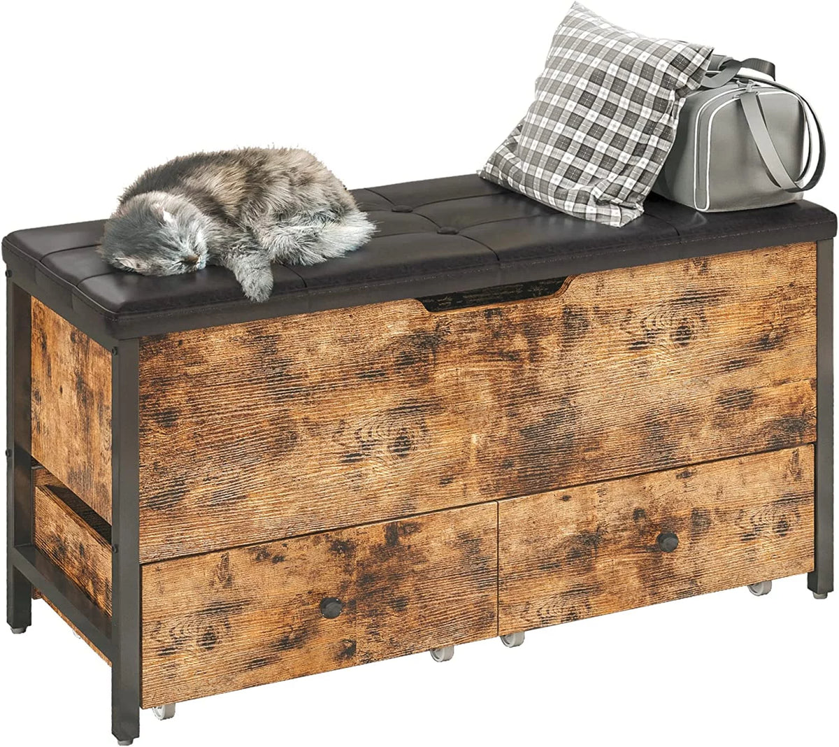 Vintage Brown and Black Ottoman Bench P517764