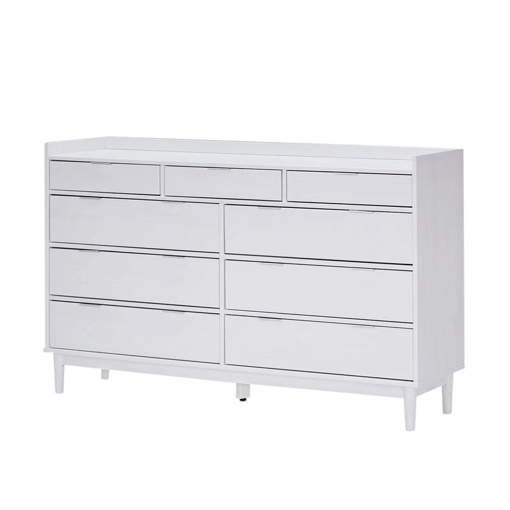 White 9 Drawer Solid Wood Dresser T8240