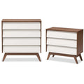 White and Walnut 3 Drawer and 4 Drawer Chest Set Z325