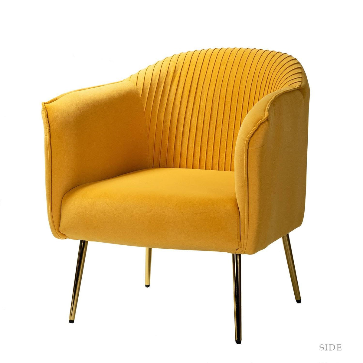 Mustard Upholstered Barrel Chair with Golden Base D7317