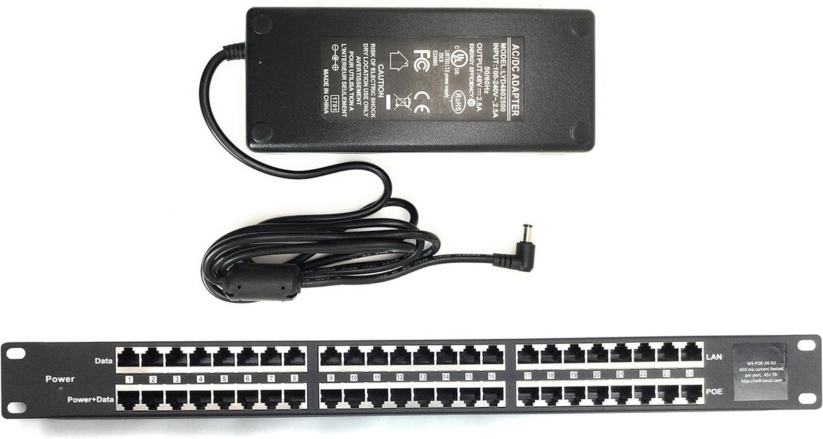 24 Port Passive PoE Injector with 48V 120W Power Supply H8296