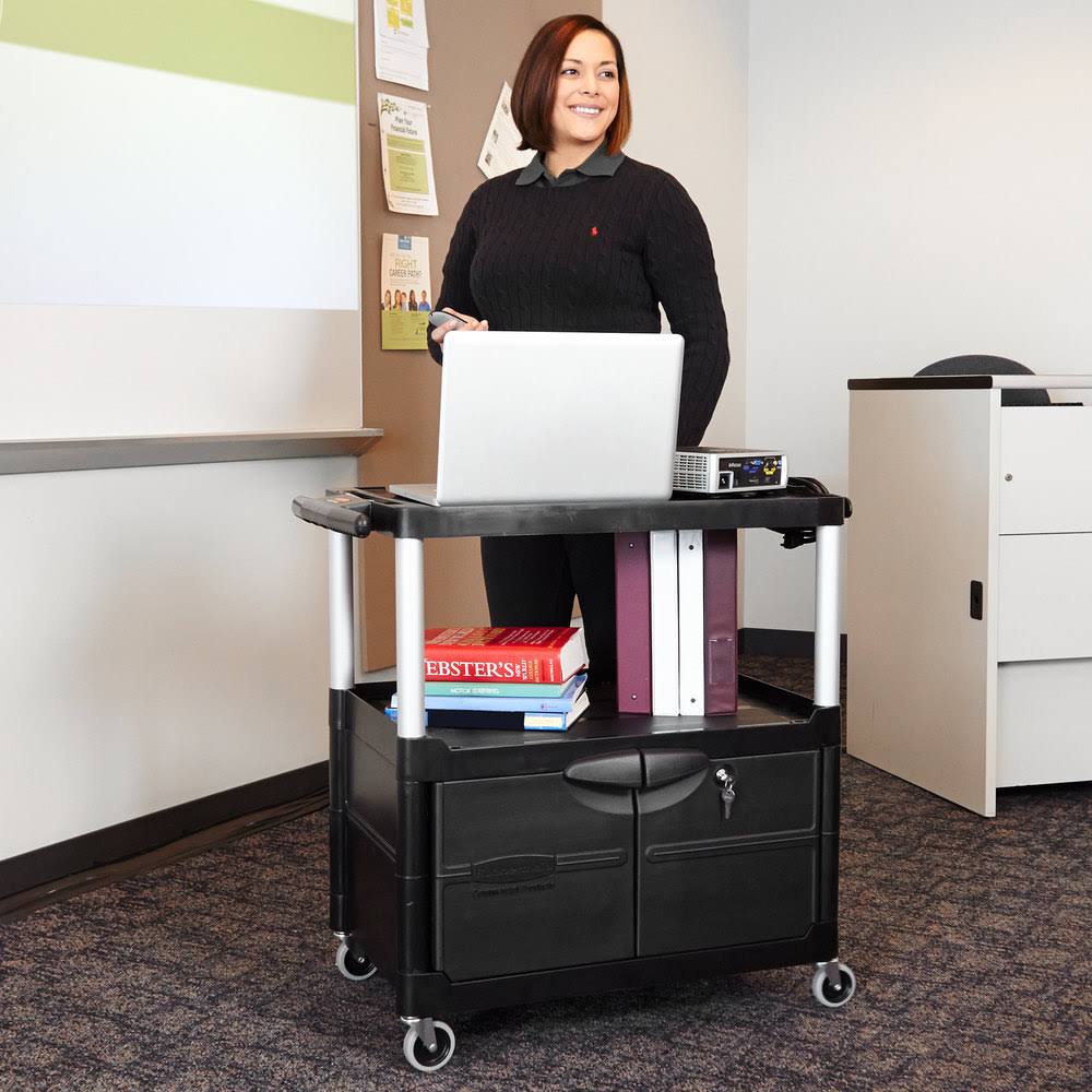 MediaMaster Three-Shelf AV Cart with Cabinet B643986