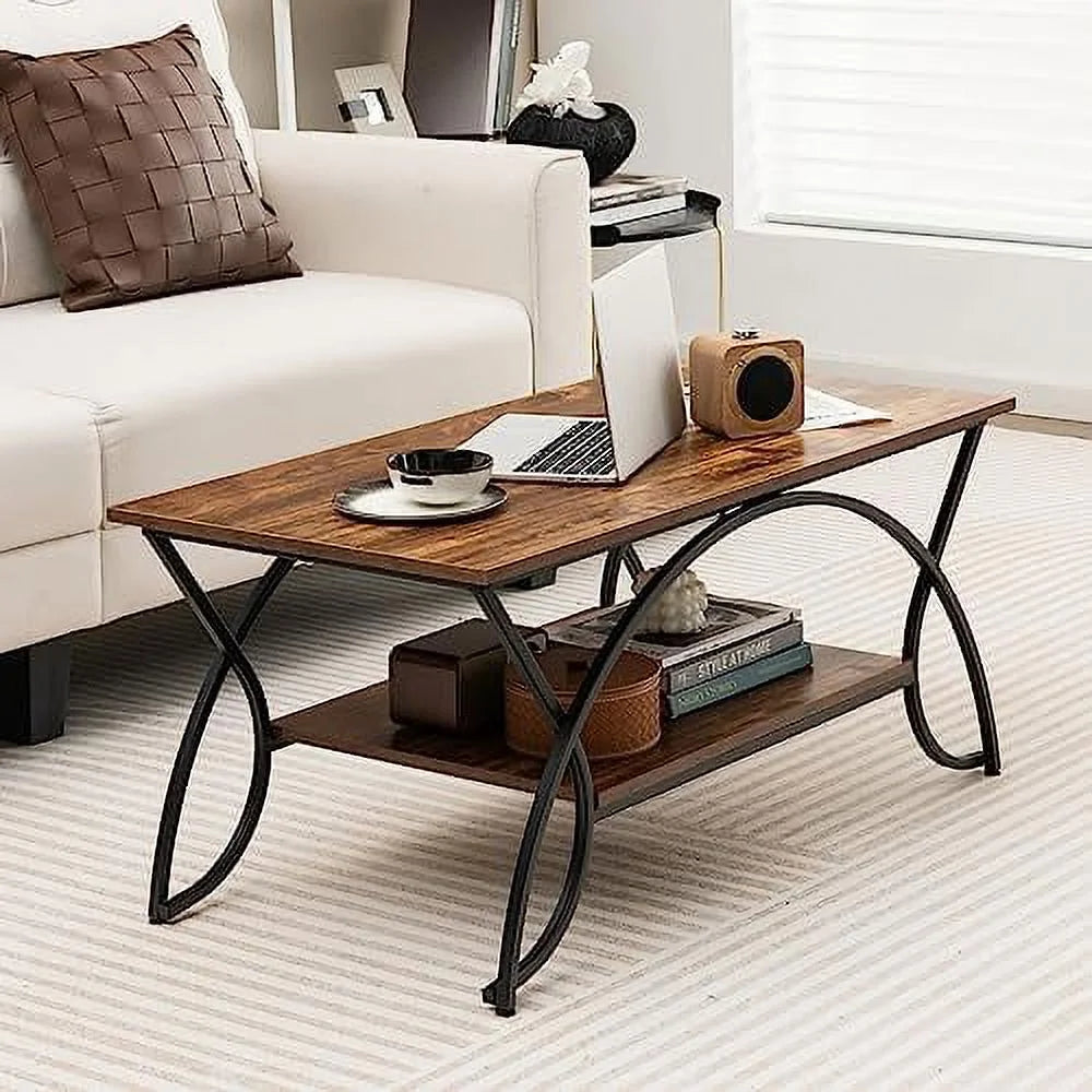 2-Tier Faux Marble Coffee Table Q56435