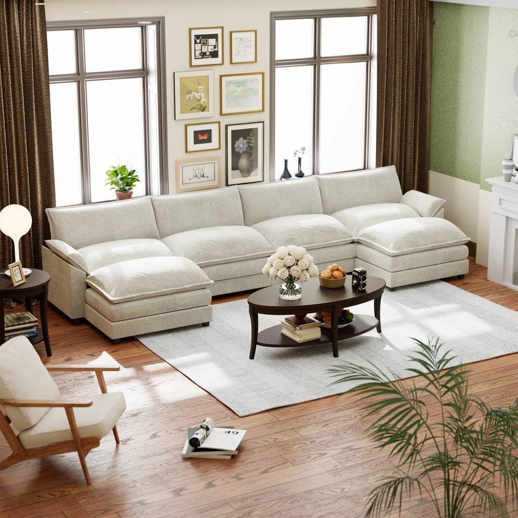 U-Shape 4 Seat Sectional Sofa with Chaise Lounge Gray W6046