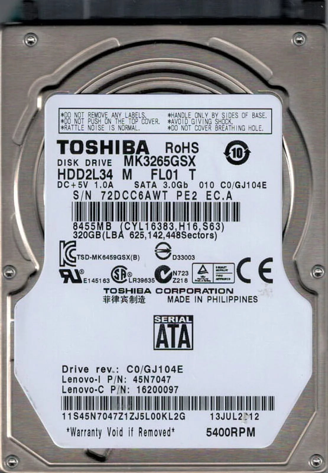 320GB Toshiba U9650