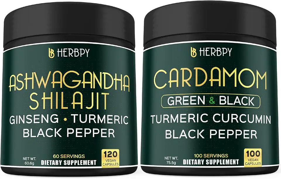 Ashwagandha Shilajit 120 Count & Cardamom Capsules 100 Count I499