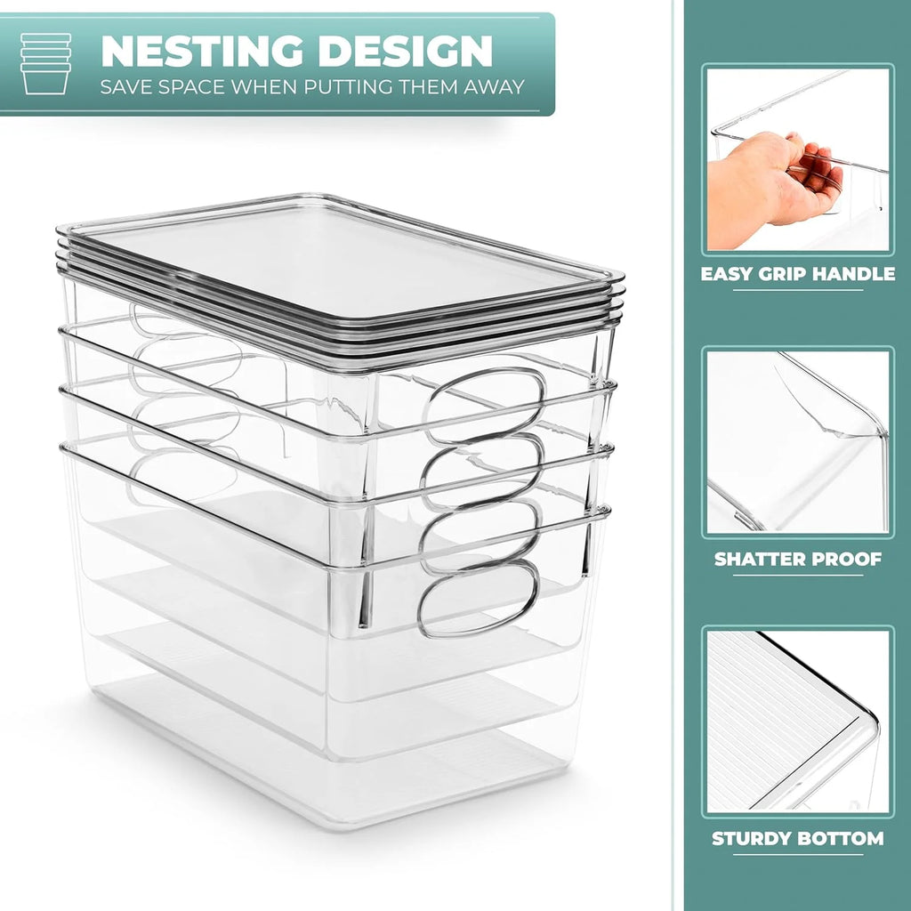 Set of 4 Clear Plastic Storage Bins with Lids R199955