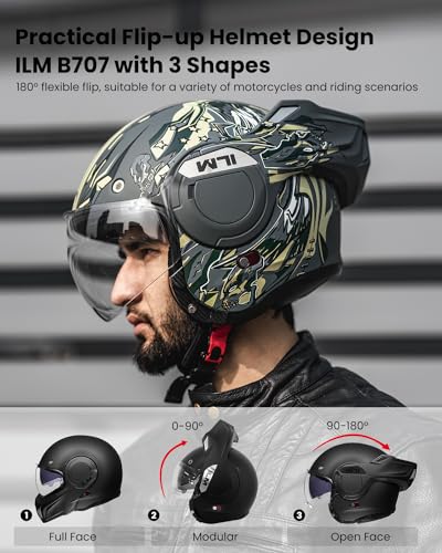 Matte Black Full Face Modular Motorcycle Helmet U609223