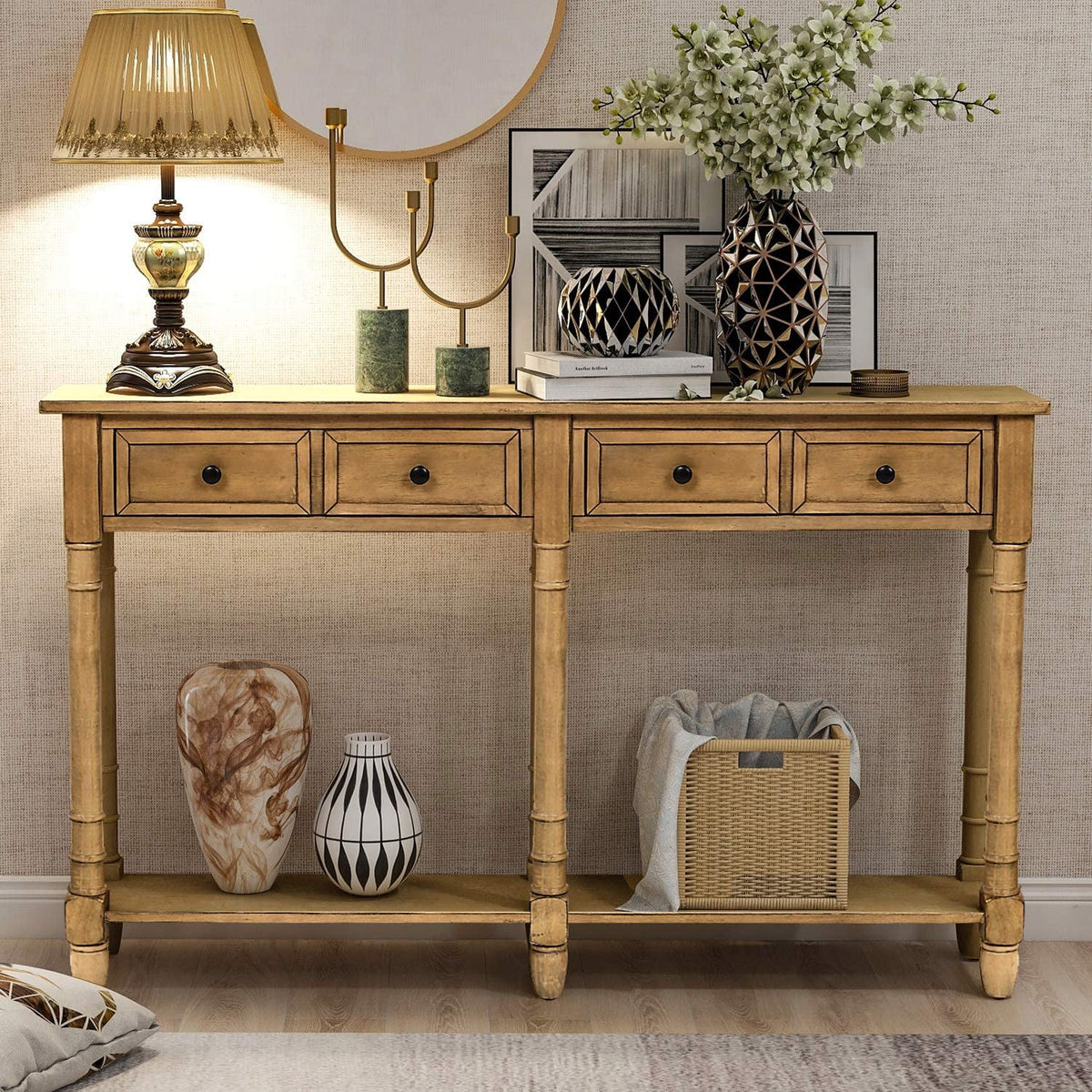 Console Table with Drawers and Shelf D6544